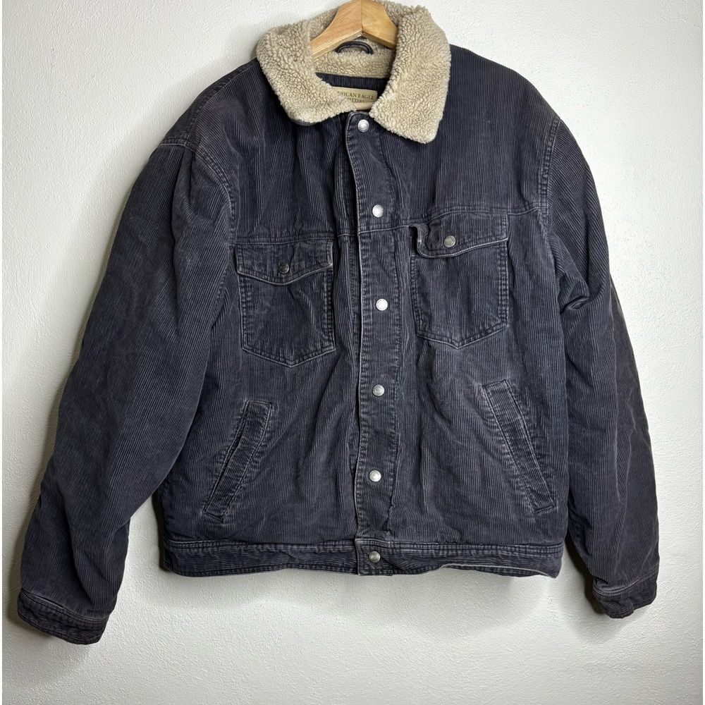Vintage Y2K American Eagle Sherpa Lined Jacket Men’s Size XL Gray